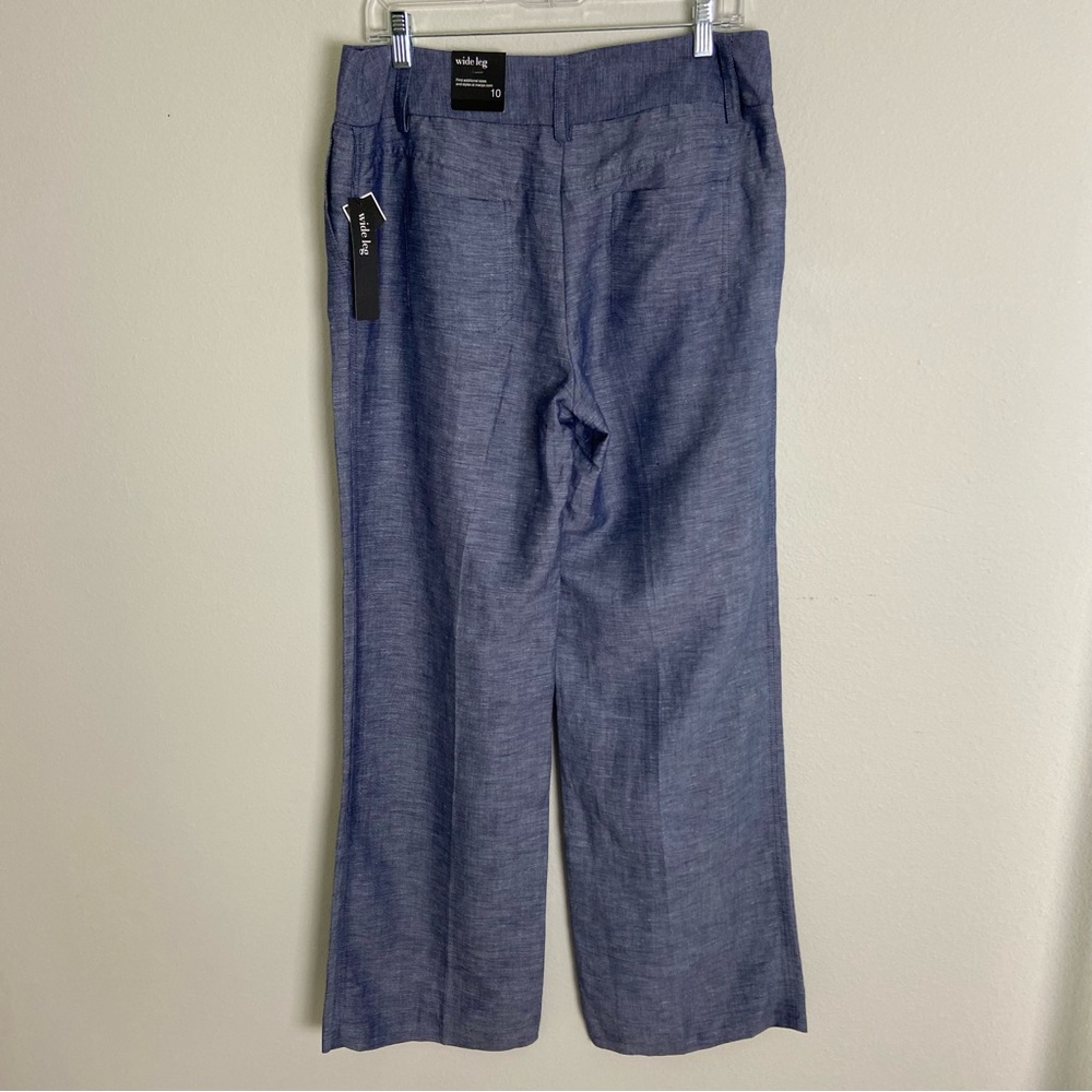 🆕 NWT Alfani Size 10 Linen Blend Wide Leg Blue Pants - Picture 6 of 11